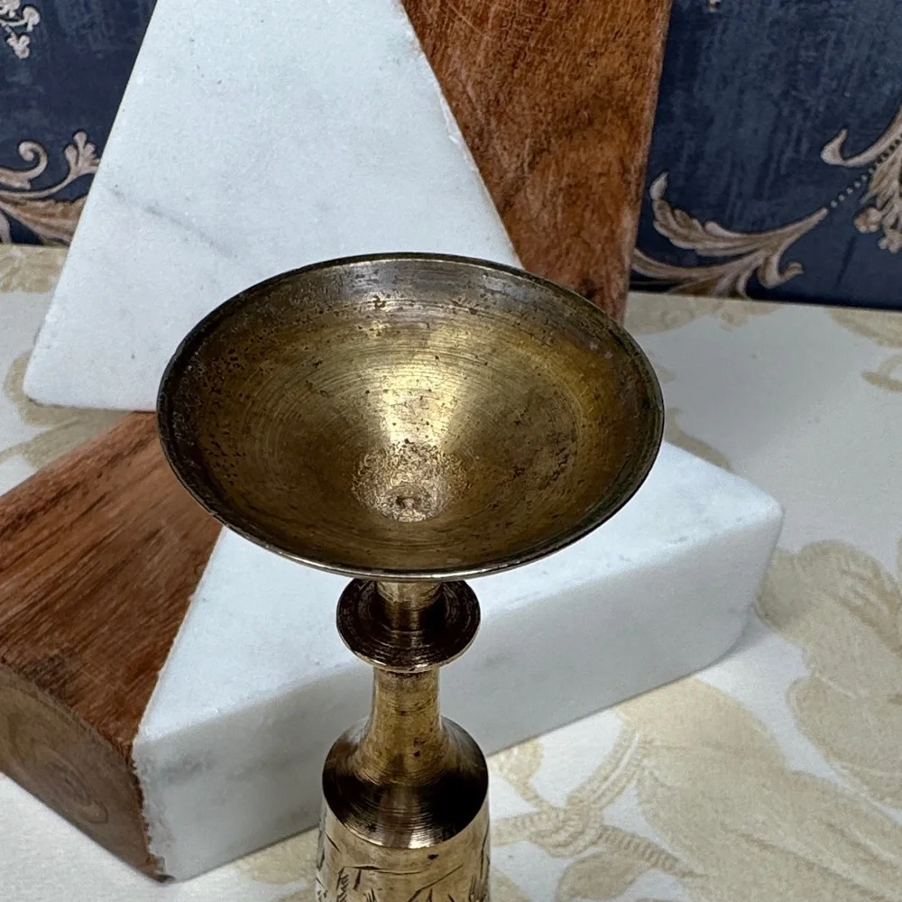 Vintage Solid Brass Hand Etched 5.5
